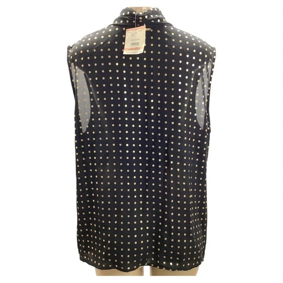 Anne Klein Sleeveless Black & Gold Top With Tie Size 2X New With Tags - Picture 3 of 6